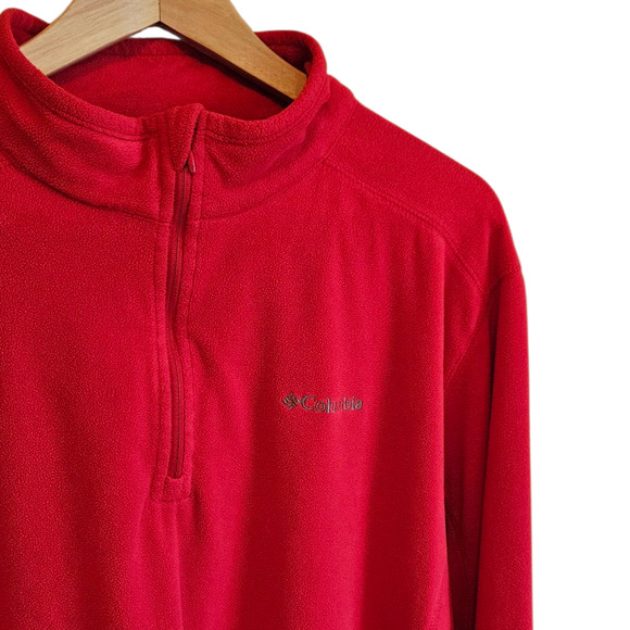 Columbia Fleece 1/4 Zip Jacket Layering Red Men's XLarge - Picture 3 of 6
